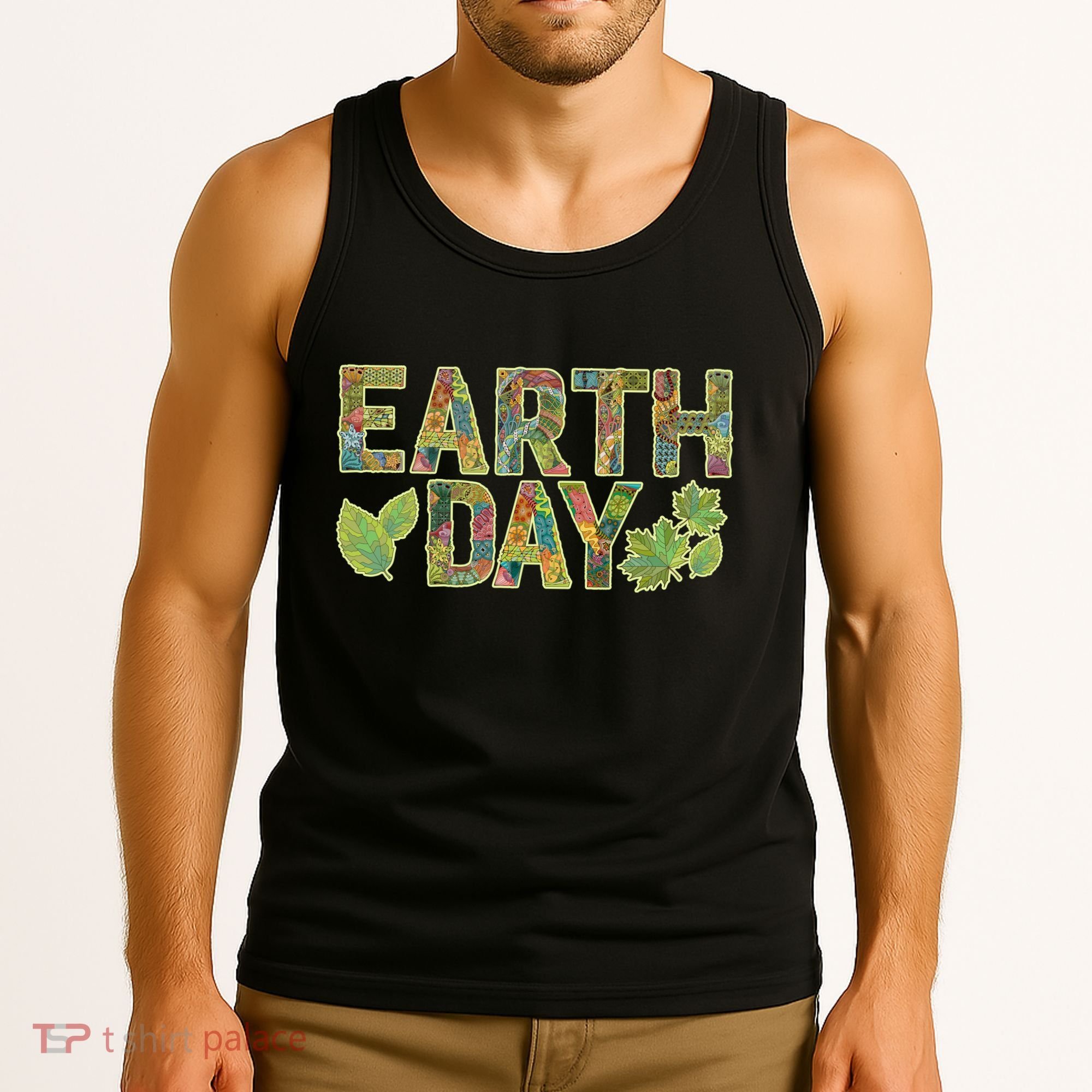 Decorative Pattern Letters Earth Day Tank Top