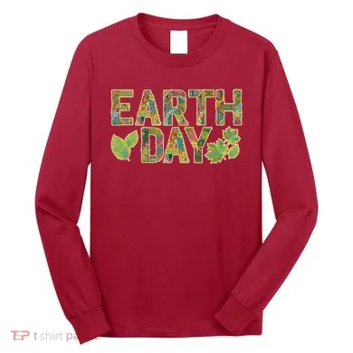 Decorative Pattern Letters Earth Day Long Sleeve Shirt