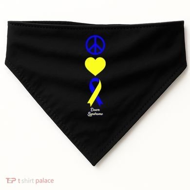 Down Syndrome Peace And Love Ribbon USA-Made Doggie Bandana