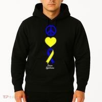 Down Syndrome Peace And Love Ribbon Hoodie thumb 2