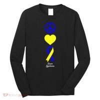 Down Syndrome Peace And Love Ribbon Long Sleeve Shirt thumb 0
