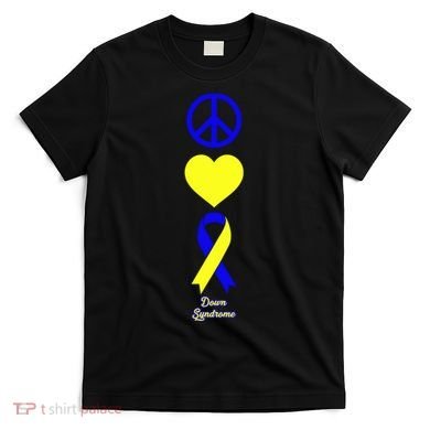 Down Syndrome Peace And Love Ribbon T-Shirt