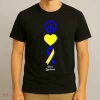 Down Syndrome Peace And Love Ribbon T-Shirt thumb 3
