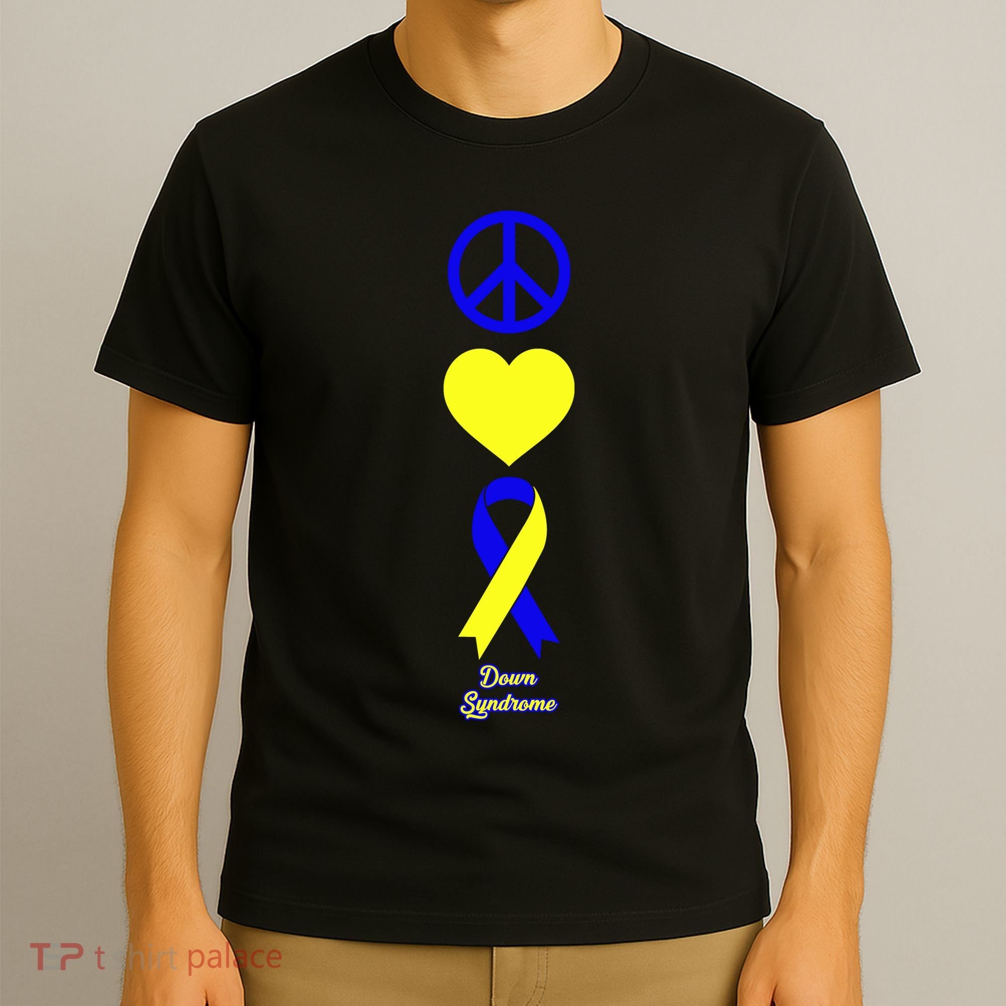 Down Syndrome Peace And Love Ribbon T-Shirt
