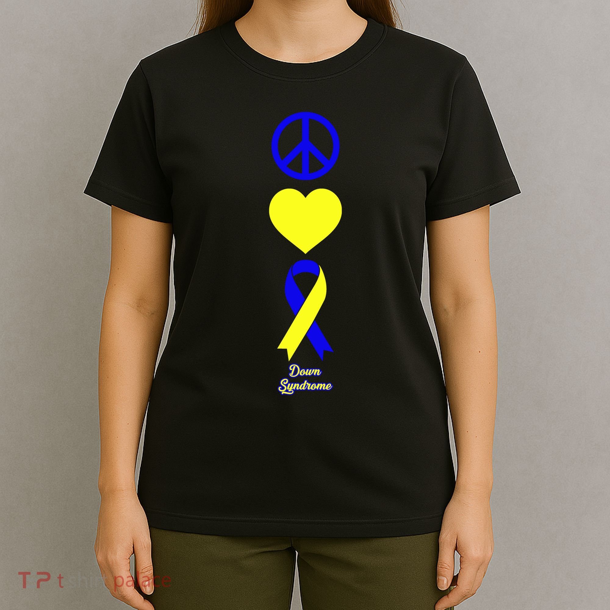 Down Syndrome Peace And Love Ribbon T-Shirt
