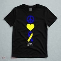 Down Syndrome Peace And Love Ribbon T-Shirt thumb 5
