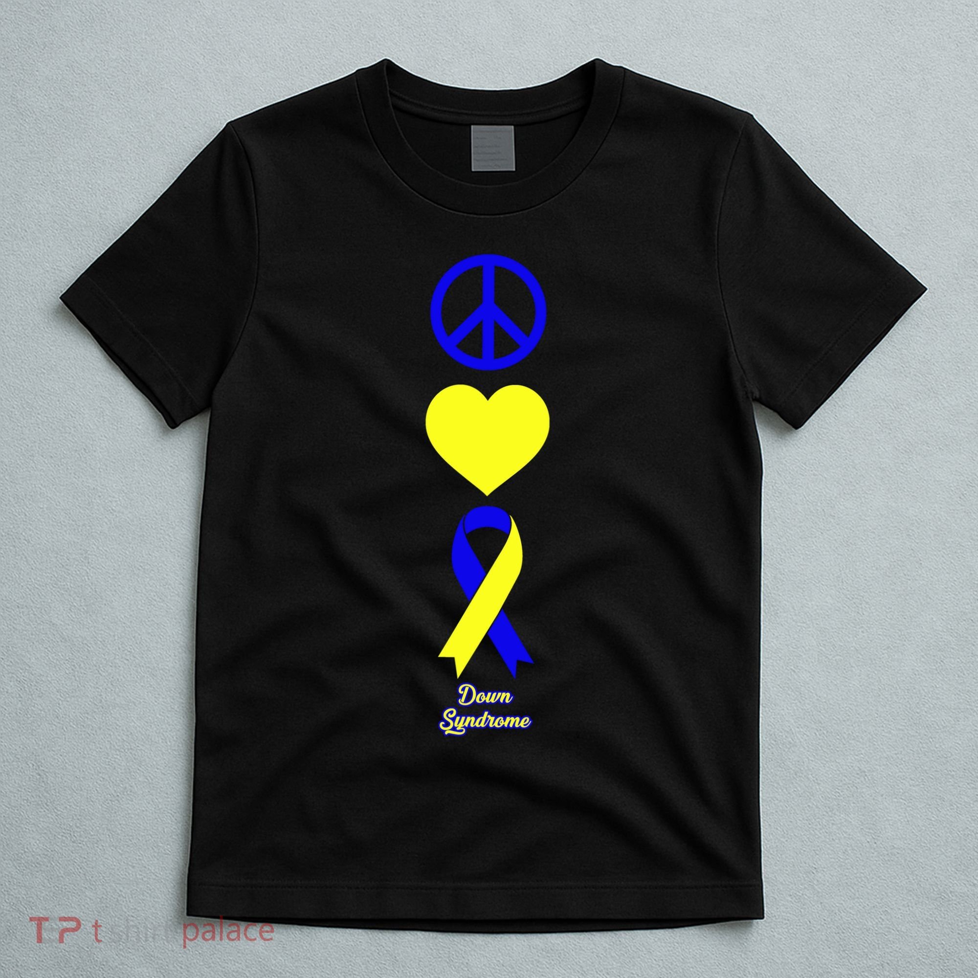 Down Syndrome Peace And Love Ribbon T-Shirt