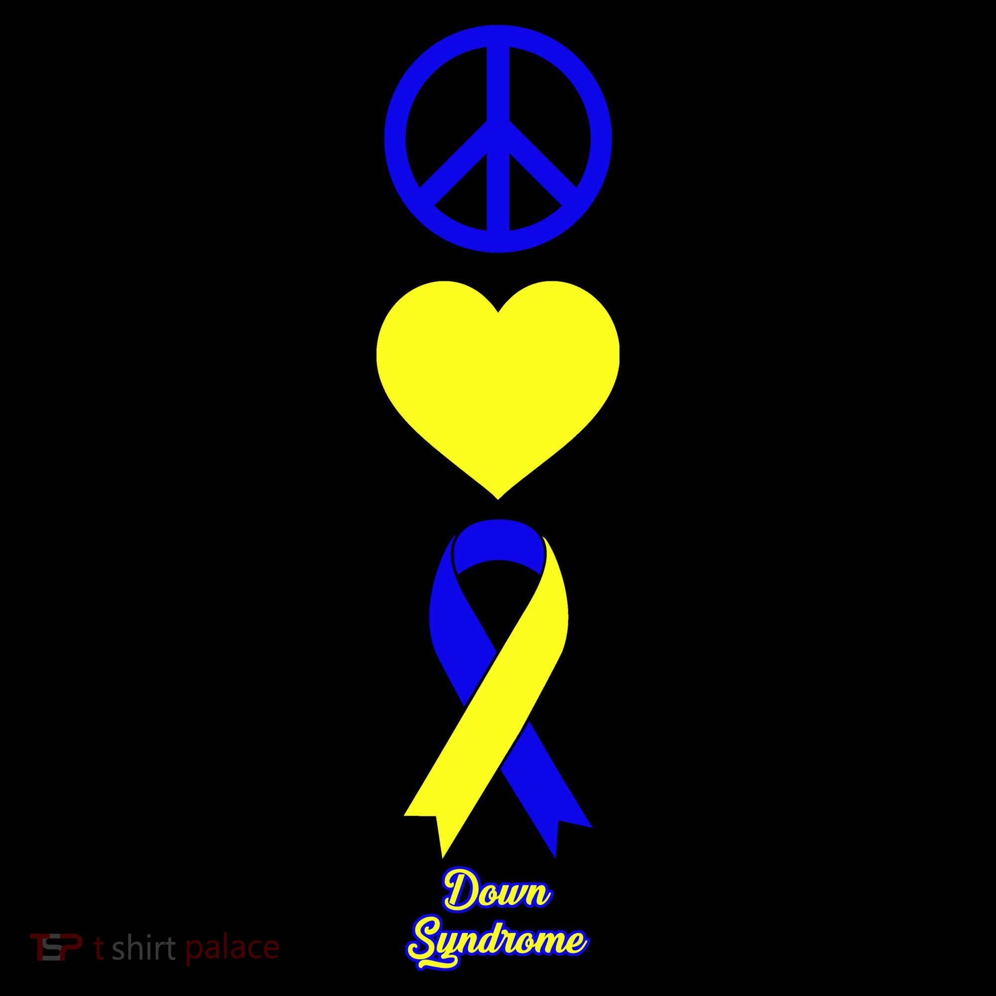 Down Syndrome Peace And Love Ribbon Button