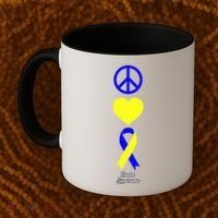 Down Syndrome Peace And Love Ribbon Coffee Mug thumb 2