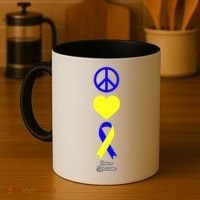 Down Syndrome Peace And Love Ribbon Coffee Mug thumb 4