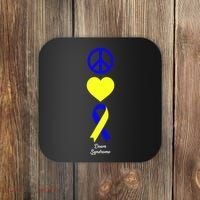 Down Syndrome Peace And Love Ribbon Coaster thumb 0