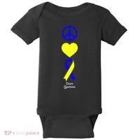 Down Syndrome Peace And Love Ribbon Baby Bodysuit thumb 0