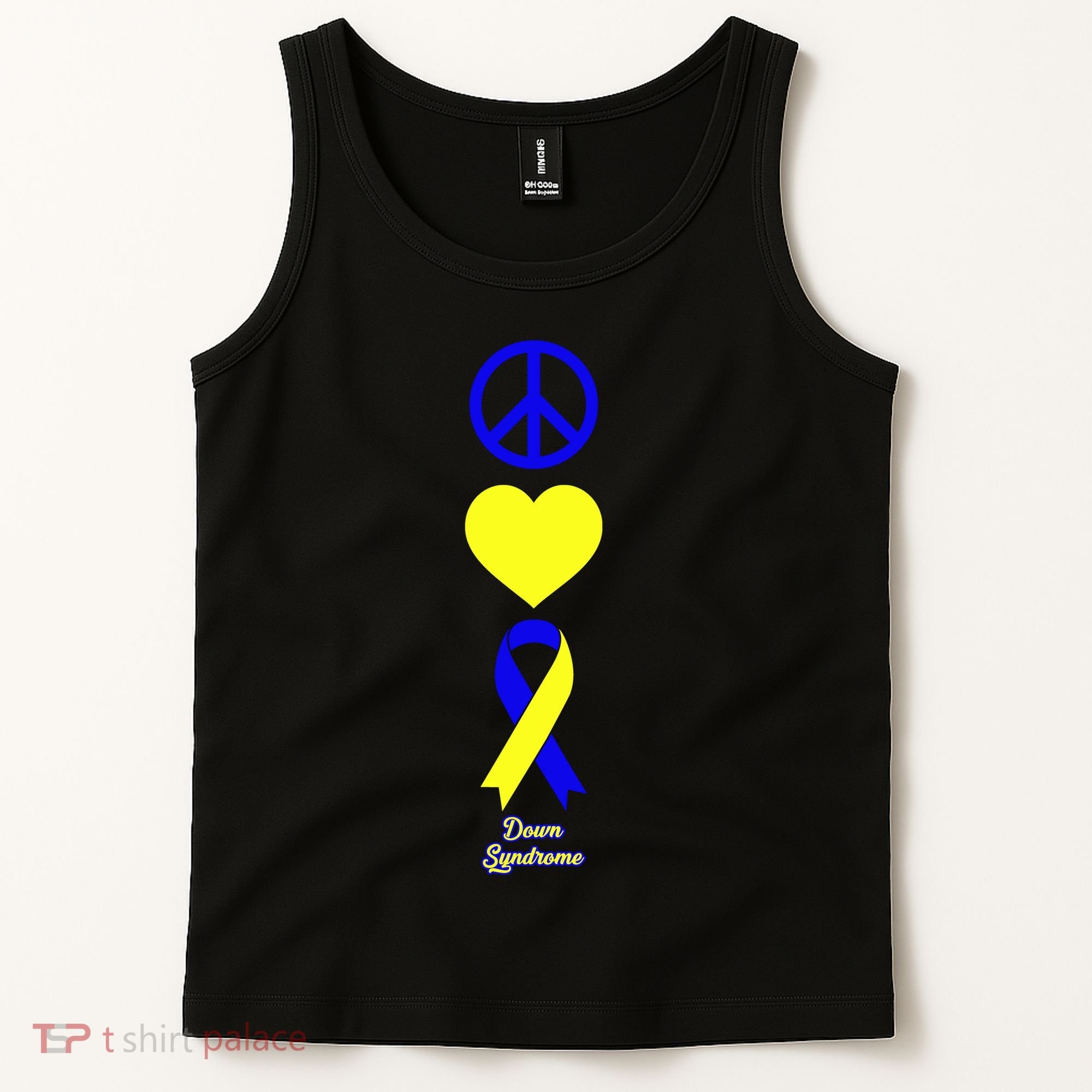 Down Syndrome Peace And Love Ribbon Tank Top