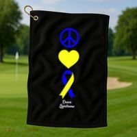 Down Syndrome Peace And Love Ribbon Golf Towel thumb 1