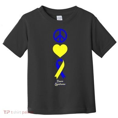 Down Syndrome Peace And Love Ribbon Toddler T-Shirt