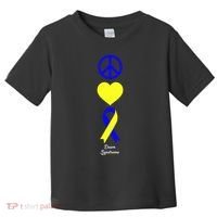 Down Syndrome Peace And Love Ribbon Toddler T-Shirt thumb 0