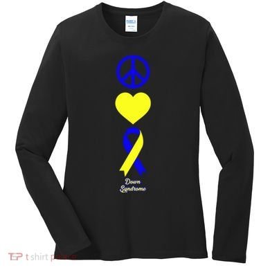Down Syndrome Peace And Love Ribbon Women's Long Sleeve Shirt