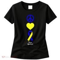 Down Syndrome Peace And Love Ribbon Women's T-Shirt thumb 0