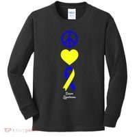 Down Syndrome Peace And Love Ribbon Kids Long Sleeve Shirt thumb 0