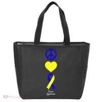 Down Syndrome Peace And Love Ribbon Tote Bag thumb 0