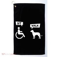 Dog Pet Lover Funny Sit Walk Wheelchair User For Dogs Owner Golf Towel thumb 0