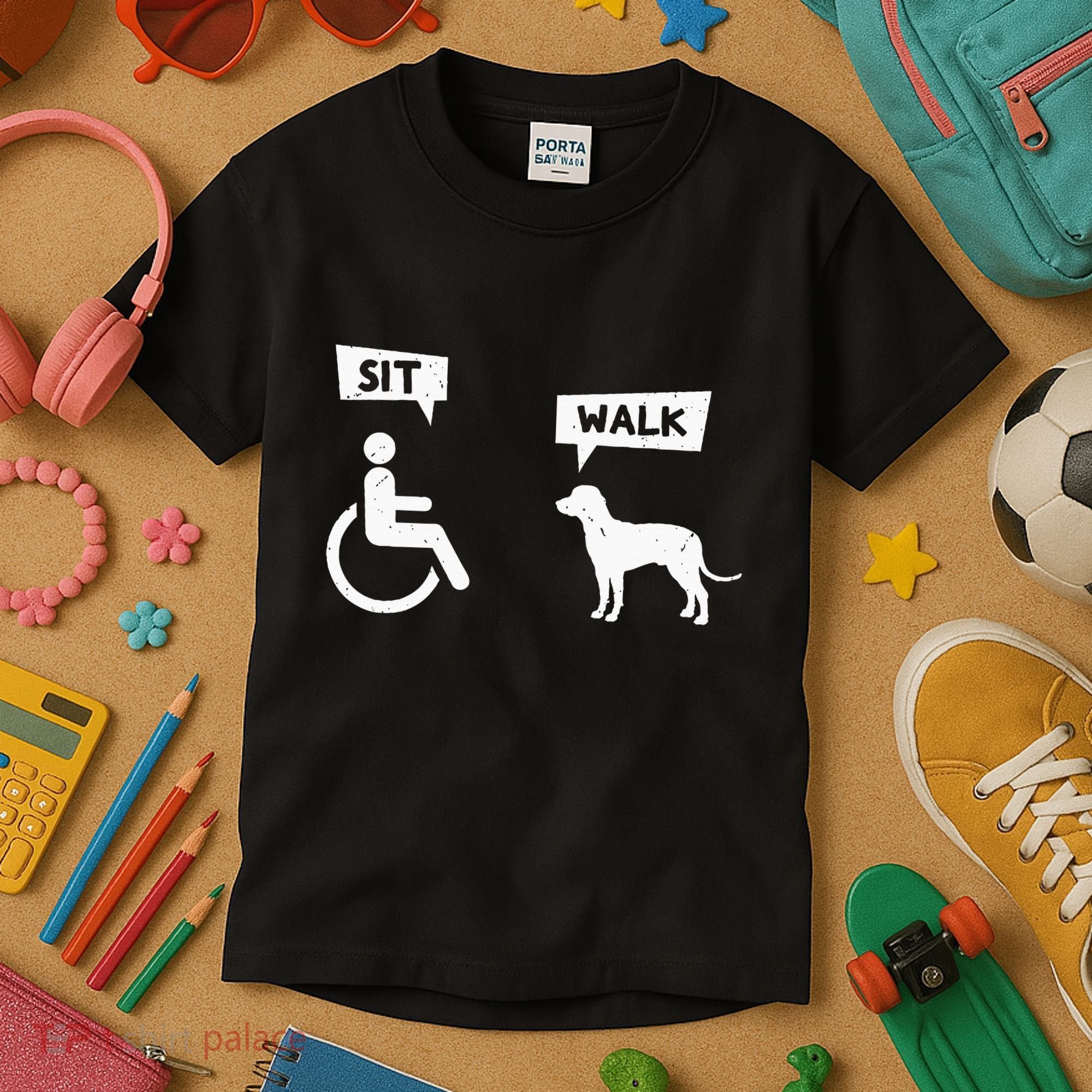 Dog Pet Lover Funny Sit Walk Wheelchair User For Dogs Owner Kids T-Shirt