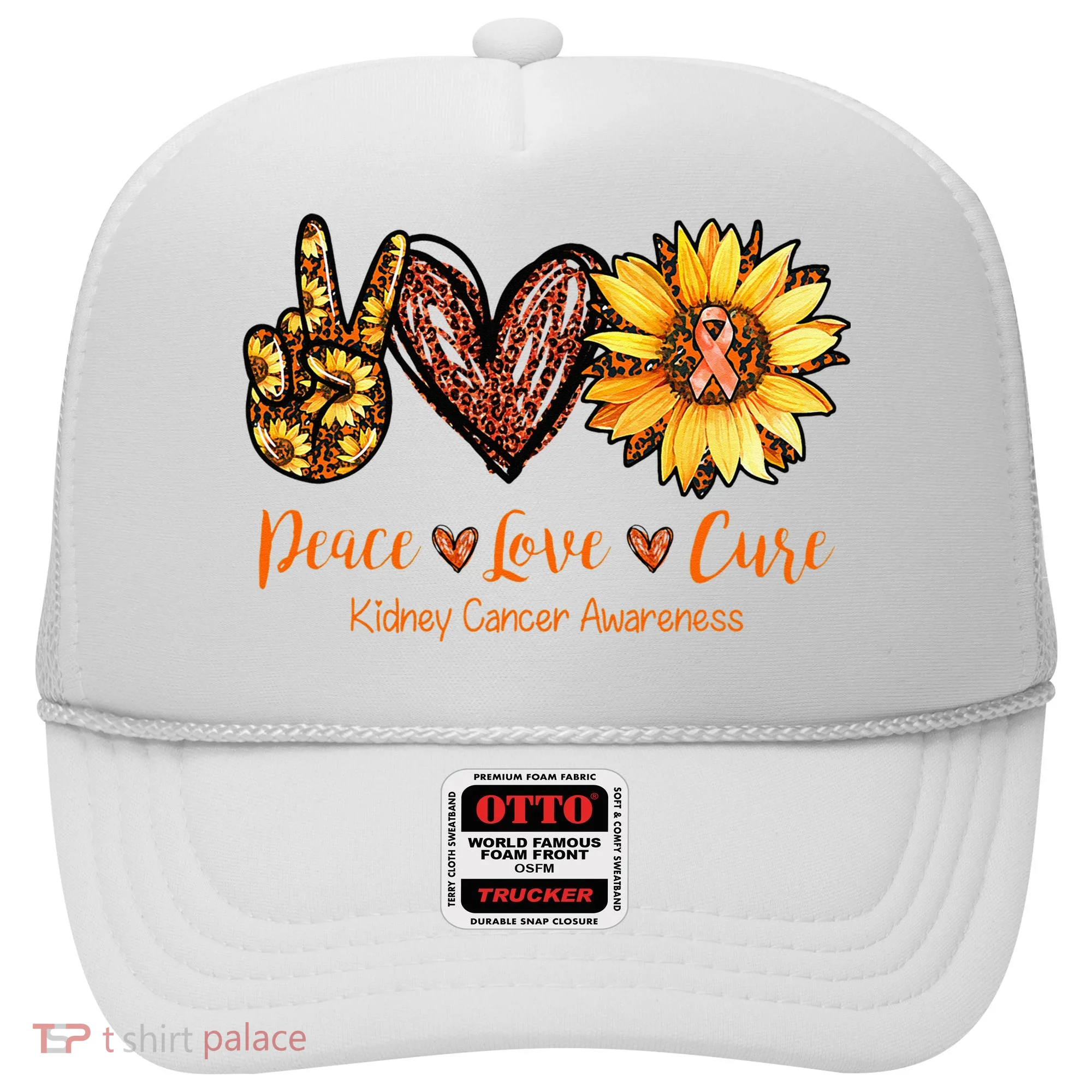 Daisy Peace Love Cure Kidney Cancer Awareness Gift Hat
