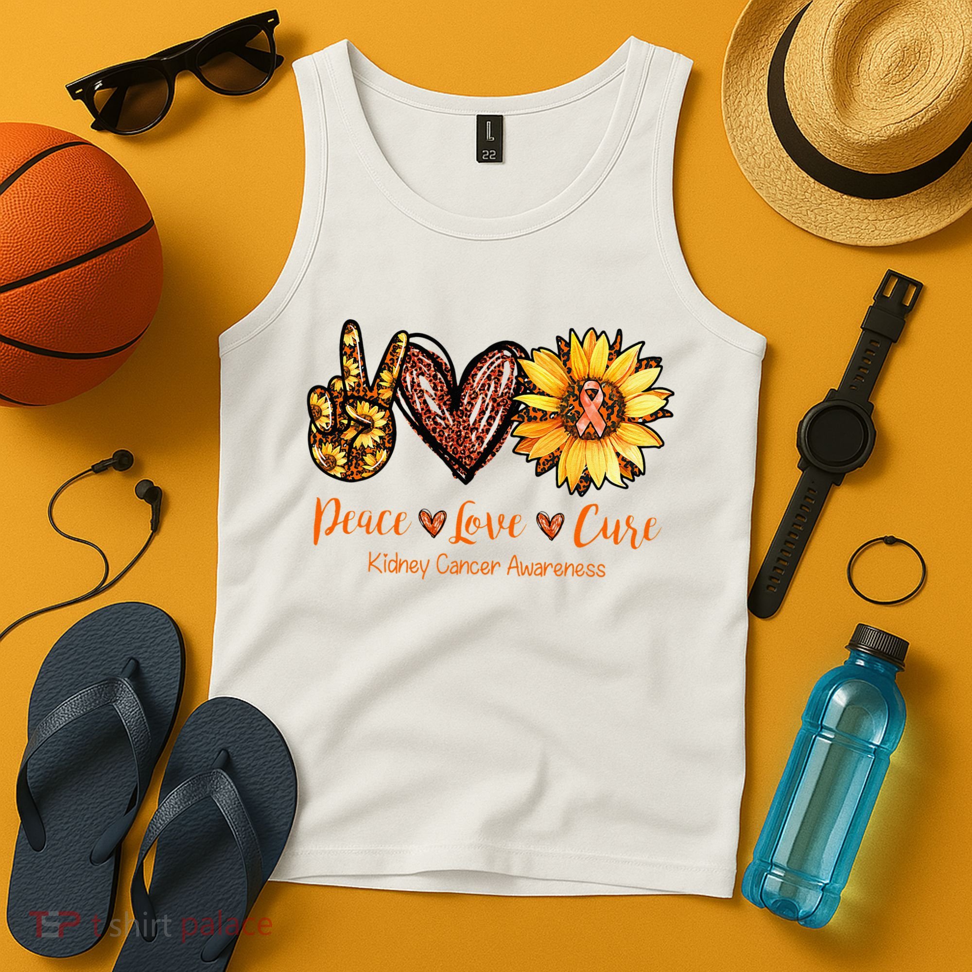 Daisy Peace Love Cure Kidney Cancer Awareness Gift Tank Top