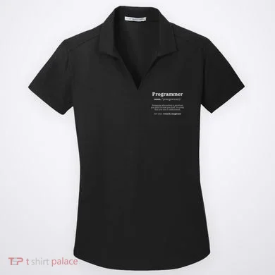 Definition Programmer Meaning Computer Science & Coding Women's Dry Zone Grid Polo