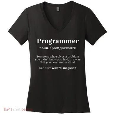 Definition Programmer Meaning Computer Science & Coding Women's V-Neck T-Shirt