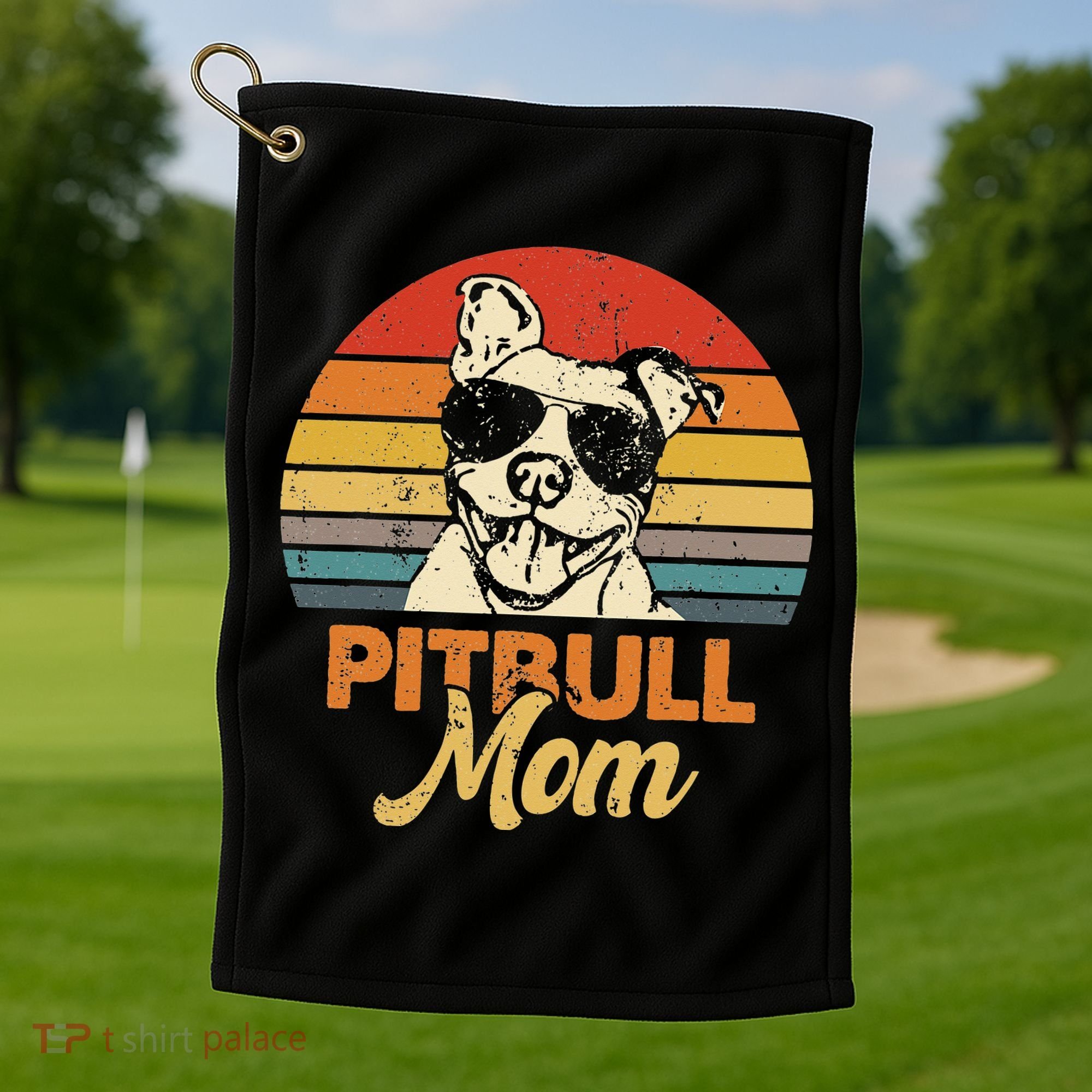 Dog Pitbull Mom Pittie Mom Funny Mother's Day Golf Towel