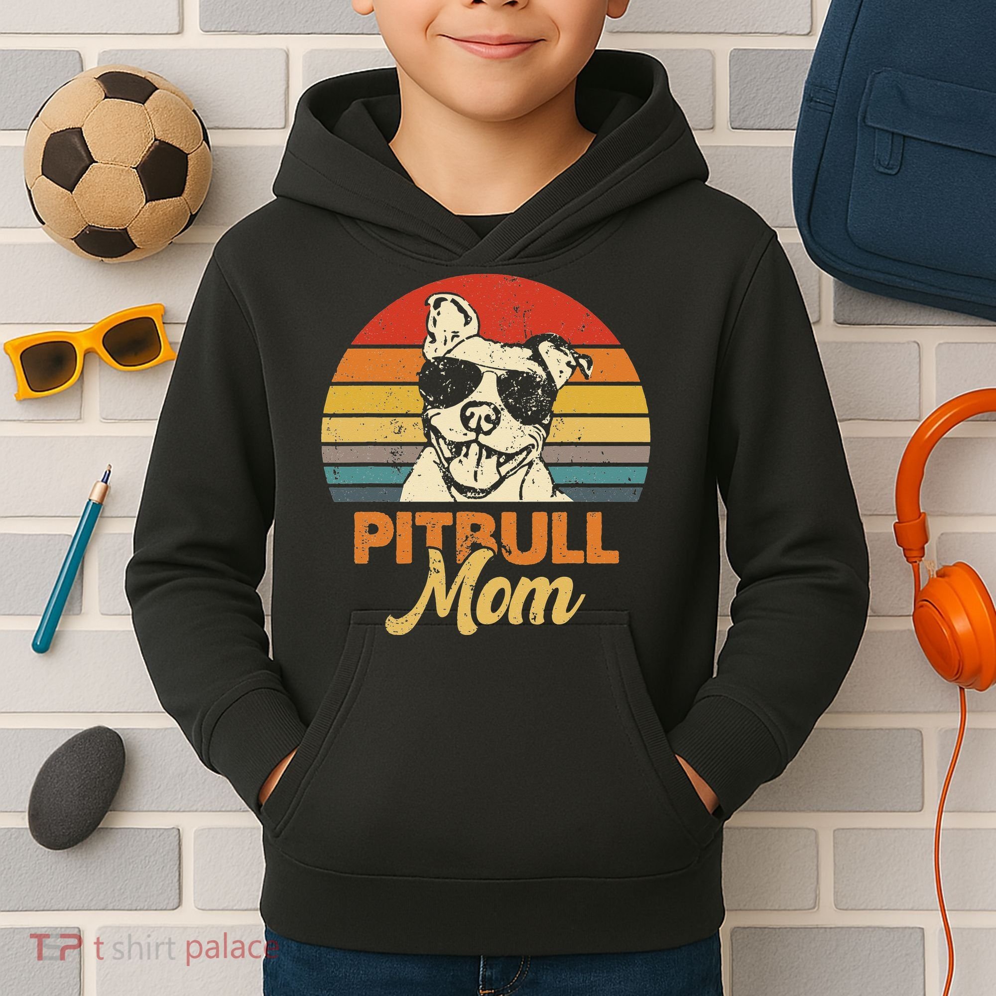 Dog Pitbull Mom Pittie Mom Funny Mother's Day Kids Hoodie