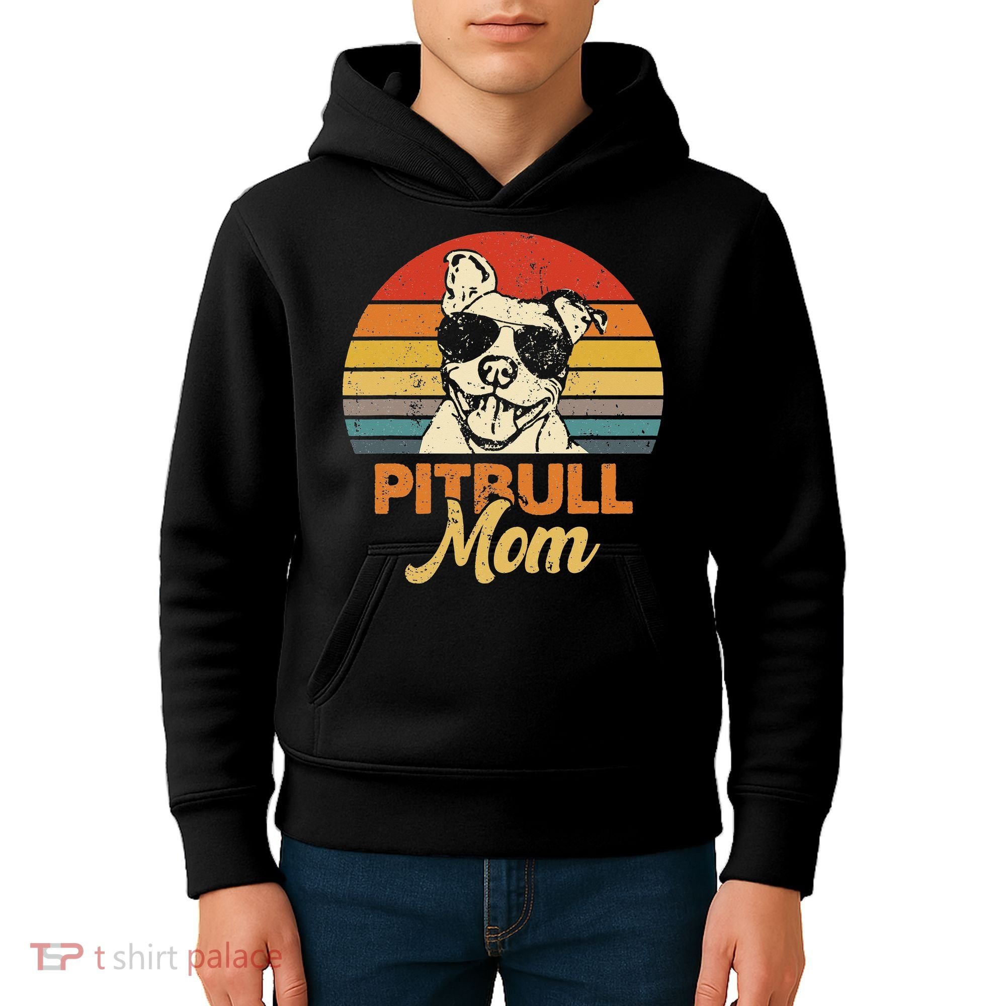 Dog Pitbull Mom Pittie Mom Funny Mother's Day Kids Hoodie