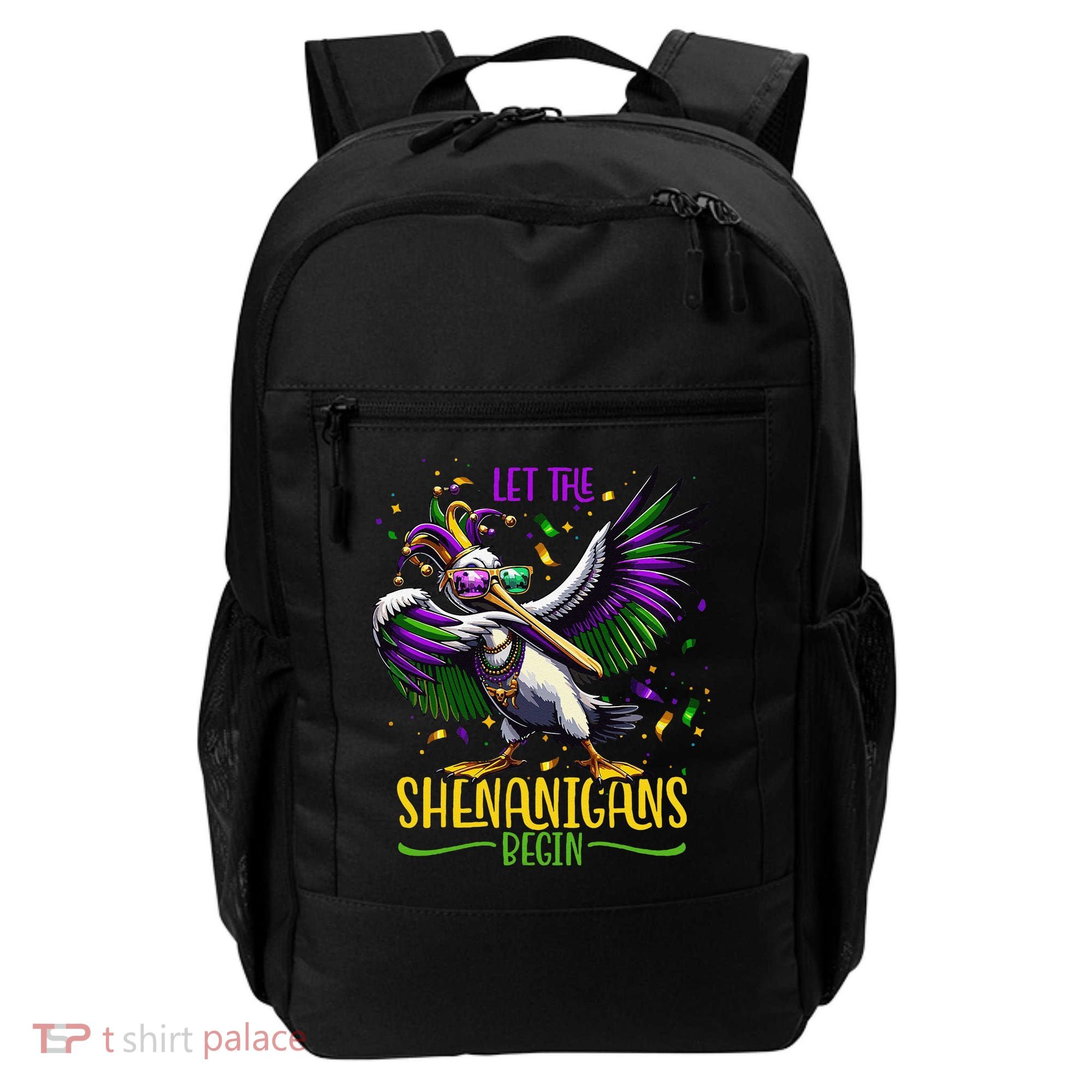 Dabbing Pelikan Mardi Gras Costume Let The Shenanigans Begin Backpack