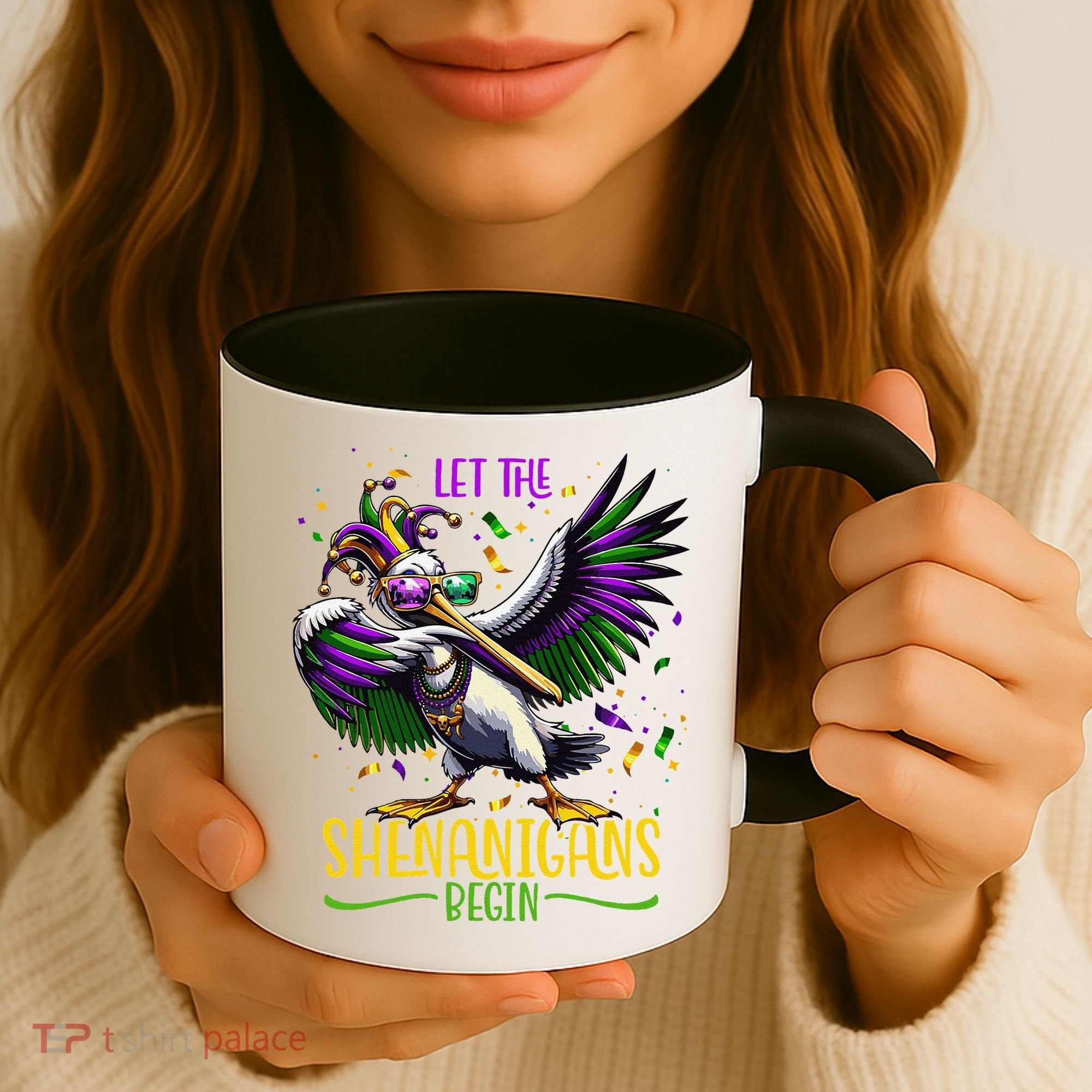 Dabbing Pelikan Mardi Gras Costume Let The Shenanigans Begin Coffee Mug