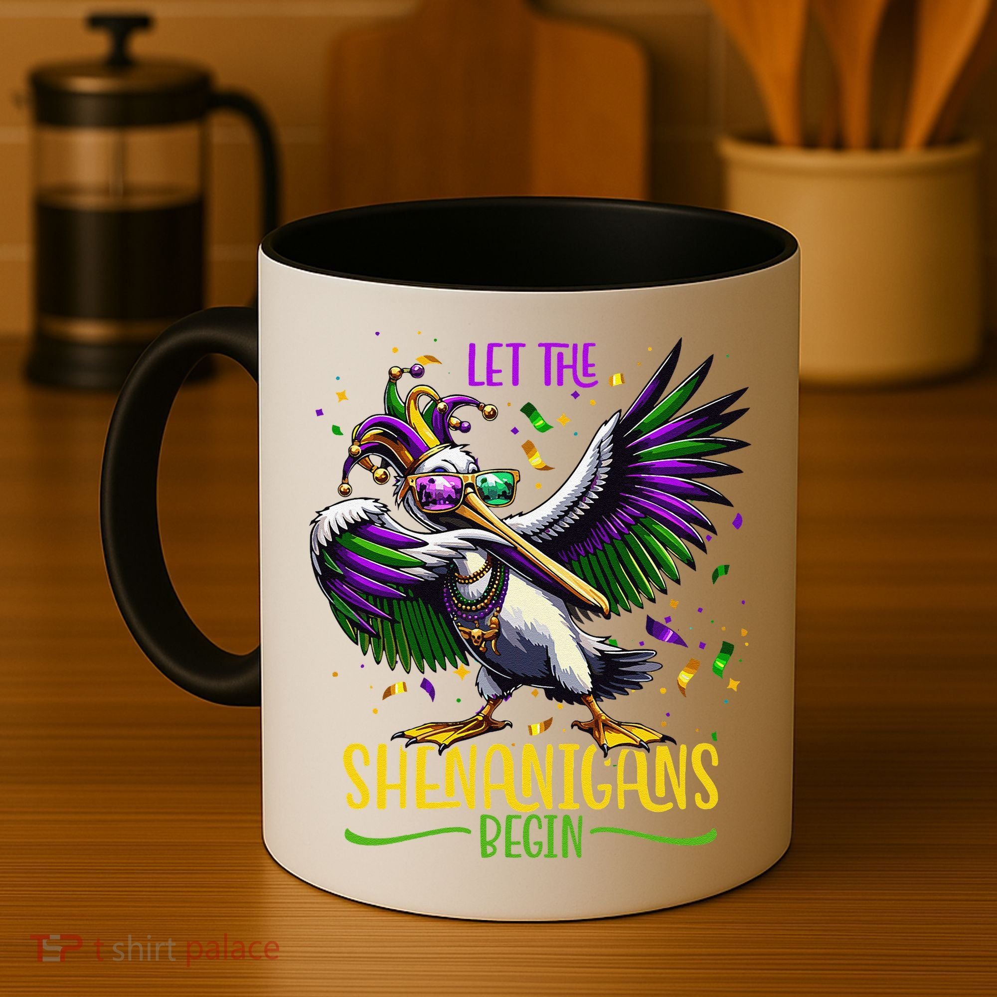 Dabbing Pelikan Mardi Gras Costume Let The Shenanigans Begin Coffee Mug
