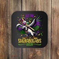 Dabbing Pelikan Mardi Gras Costume Let The Shenanigans Begin Coaster thumb 0