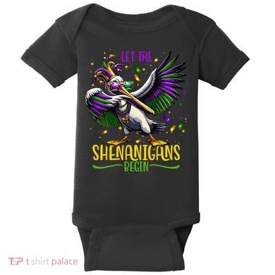 Dabbing Pelikan Mardi Gras Costume Let The Shenanigans Begin Baby Bodysuit