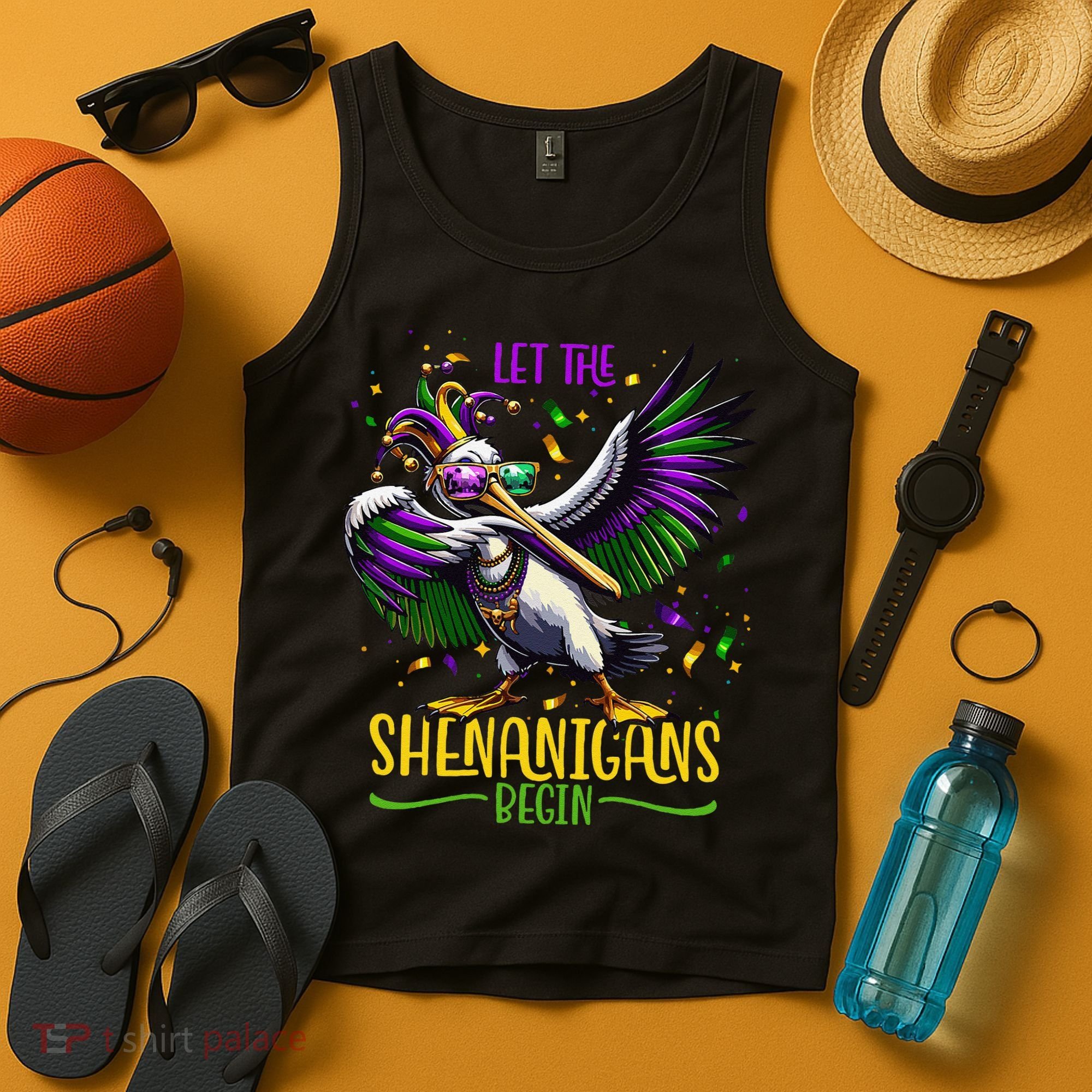 Dabbing Pelikan Mardi Gras Costume Let The Shenanigans Begin Tank Top