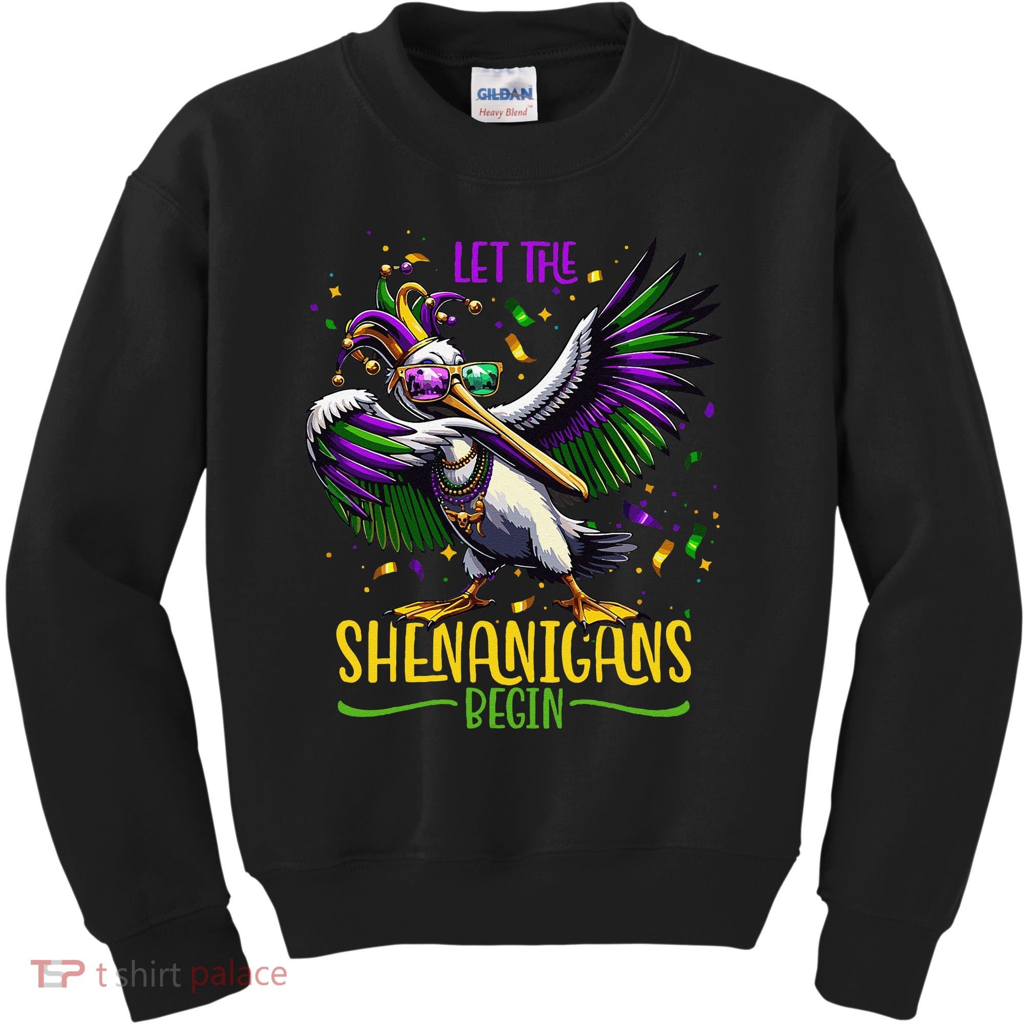 Dabbing Pelikan Mardi Gras Costume Let The Shenanigans Begin Kids Sweatshirt