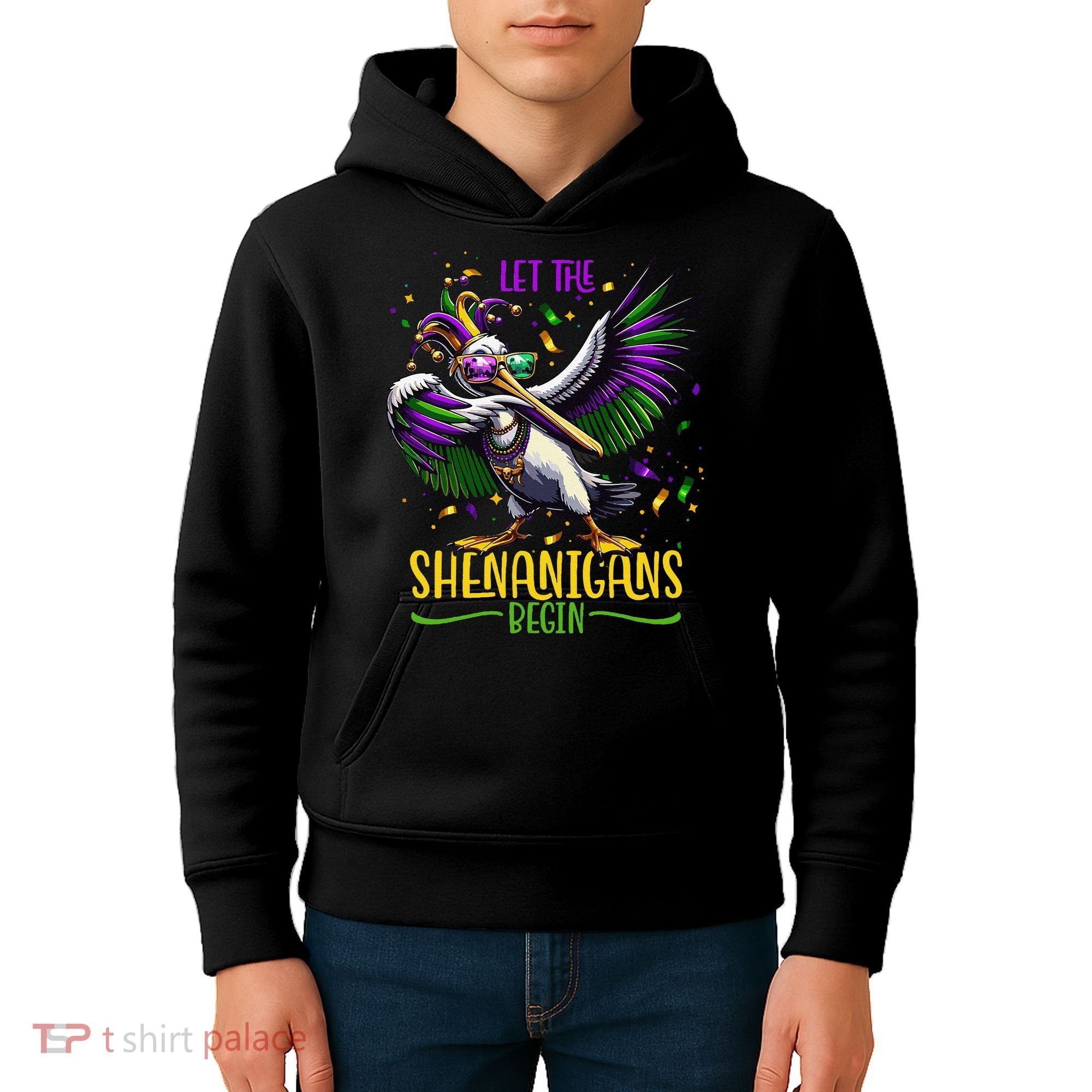 Dabbing Pelikan Mardi Gras Costume Let The Shenanigans Begin Kids Hoodie
