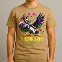 Dabbing Pelikan Mardi Gras Costume Let The Shenanigans Begin T-Shirt thumb 3