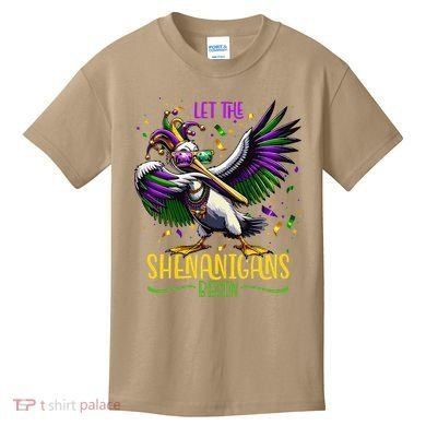 Dabbing Pelikan Mardi Gras Costume Let The Shenanigans Begin Kids T-Shirt