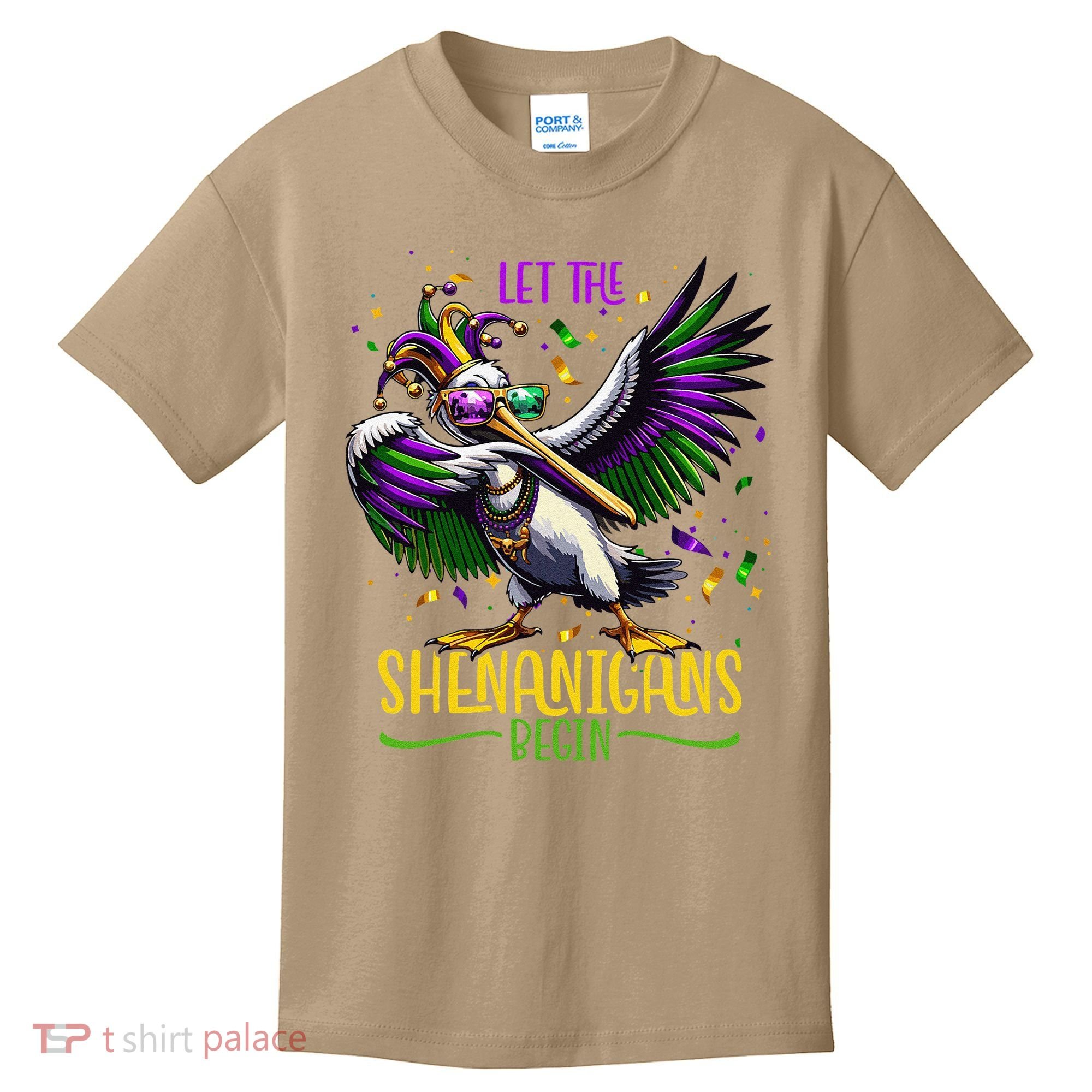 Dabbing Pelikan Mardi Gras Costume Let The Shenanigans Begin Kids T-Shirt