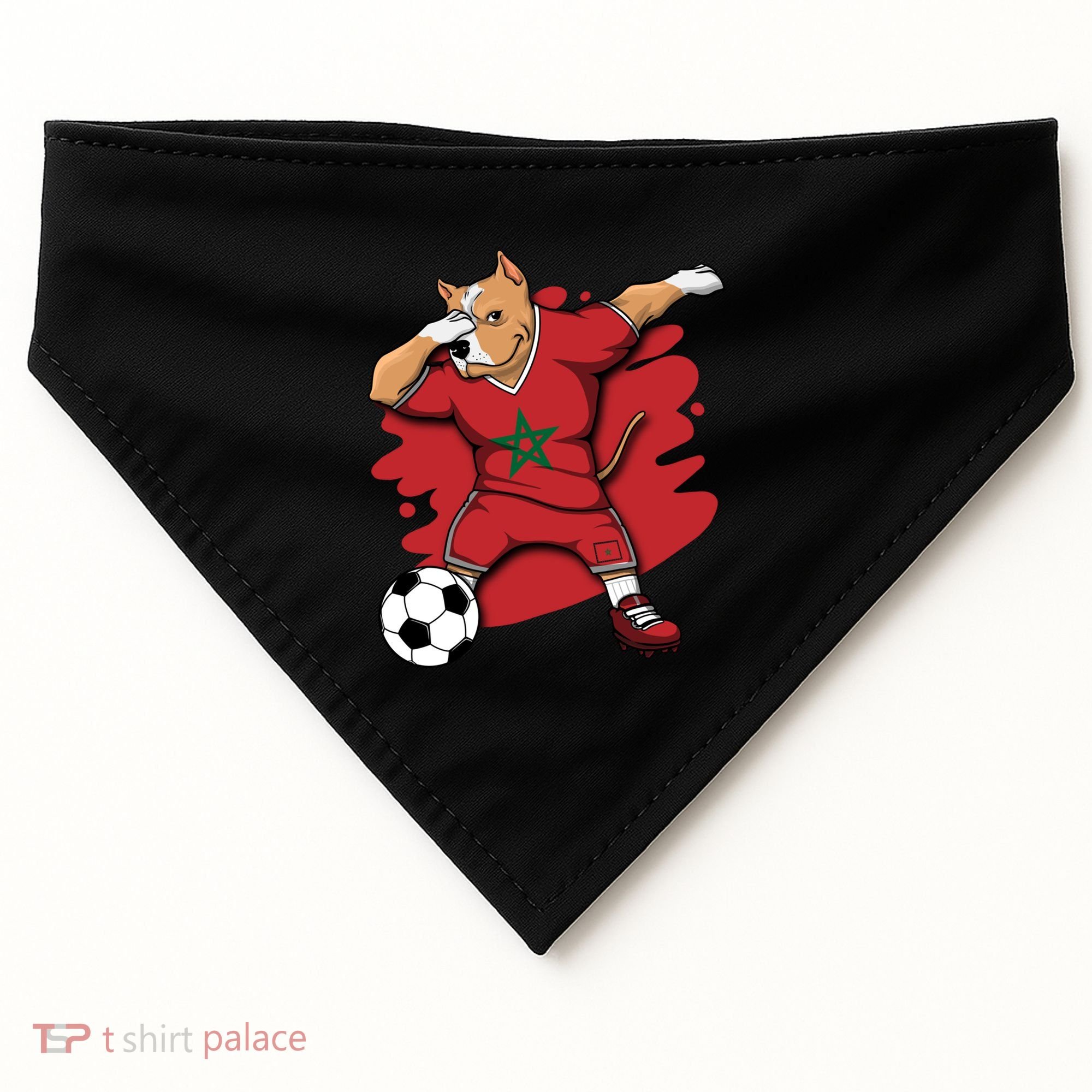 Dabbing Pitbull Morocco Soccer Fans Jersey Moroccan Football Gift USA-Made Doggie Bandana