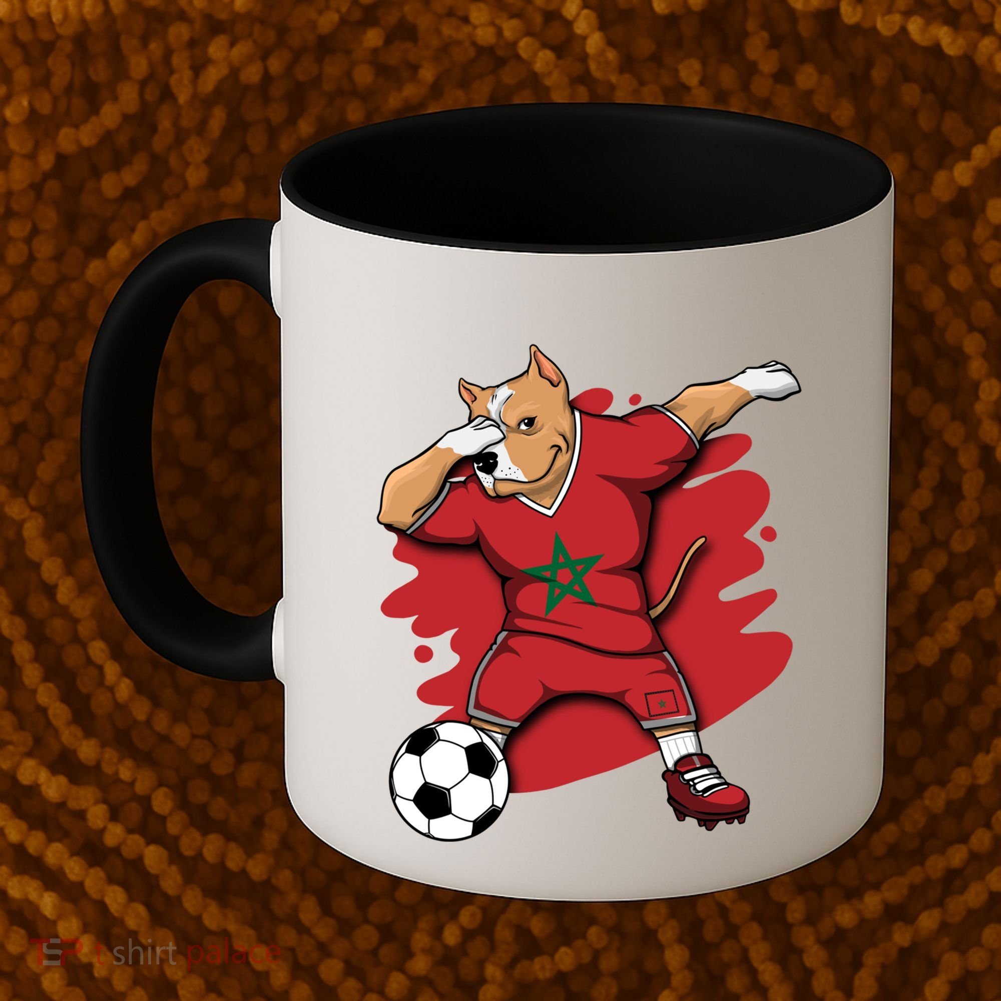 Dabbing Pitbull Morocco Soccer Fans Jersey Moroccan Football Gift Coffee Mug