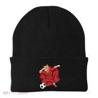 Dabbing Pitbull Morocco Soccer Fans Jersey Moroccan Football Gift Beanie thumb 0