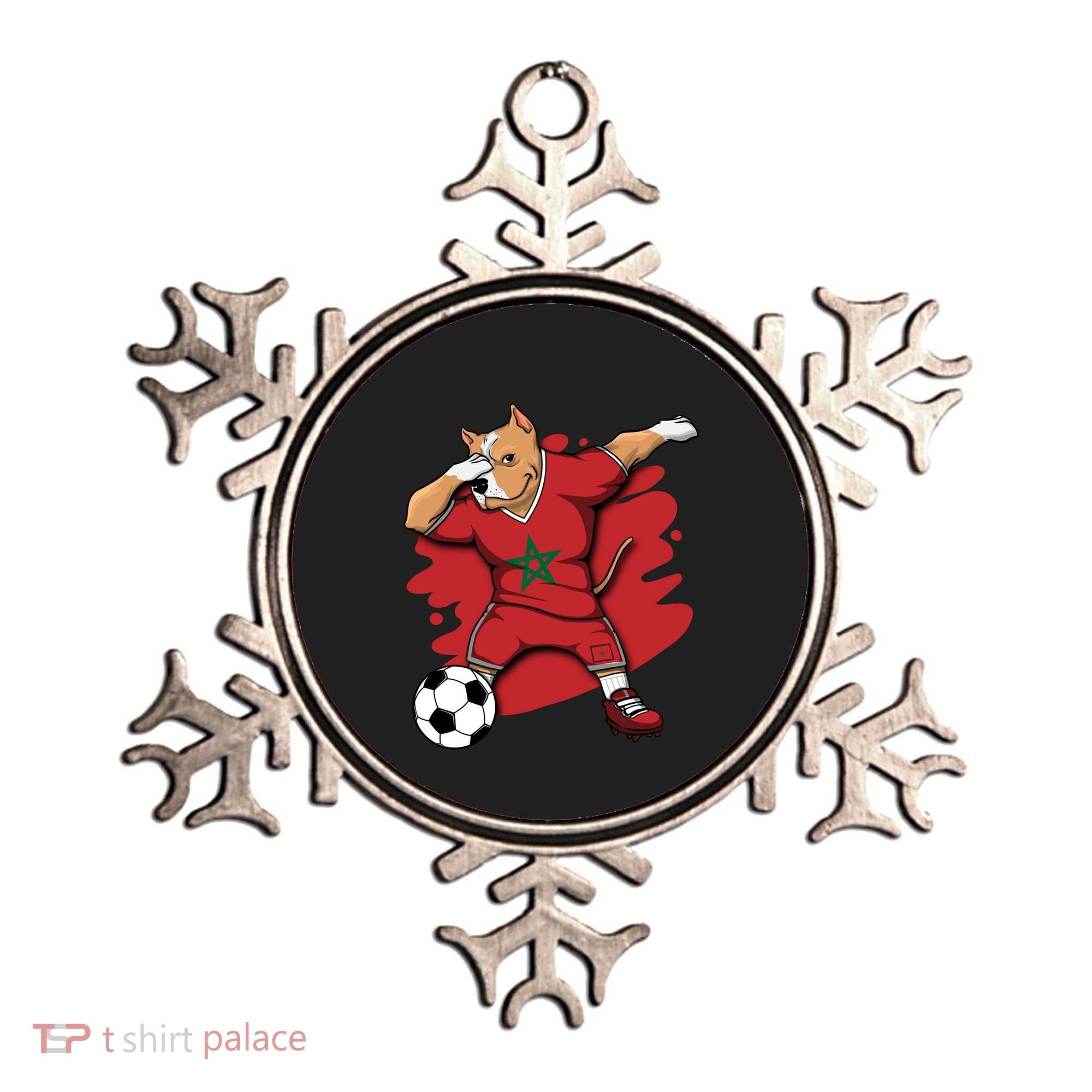 Dabbing Pitbull Morocco Soccer Fans Jersey Moroccan Football Gift Ornament