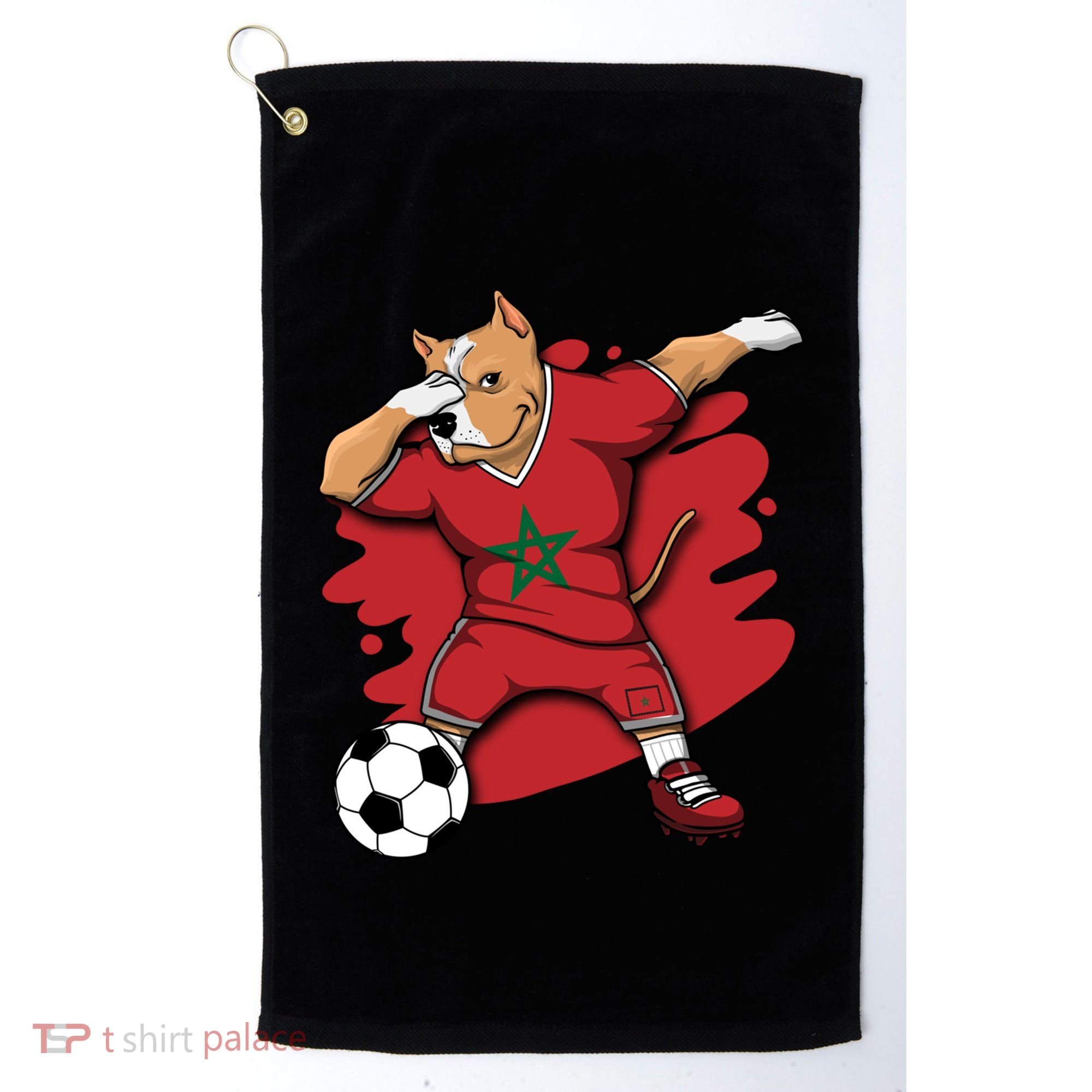 Dabbing Pitbull Morocco Soccer Fans Jersey Moroccan Football Gift Golf Towel