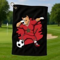 Dabbing Pitbull Morocco Soccer Fans Jersey Moroccan Football Gift Golf Towel thumb 1